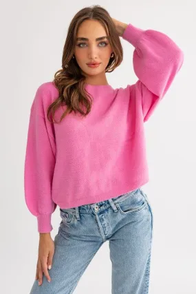 Fuzzy Sweater with Back Ruching