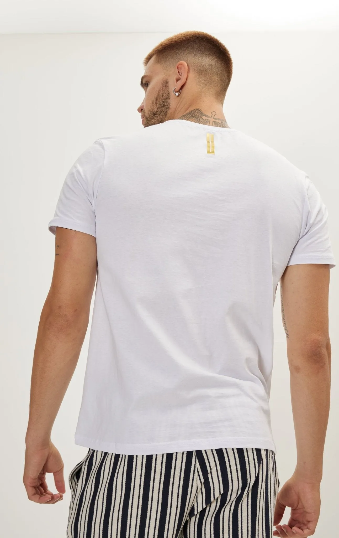 Gold Zipper Accessorized T-Shirt - White