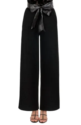 Gretchen Scott Palazzo Velvet Wide Leg Pant - Black