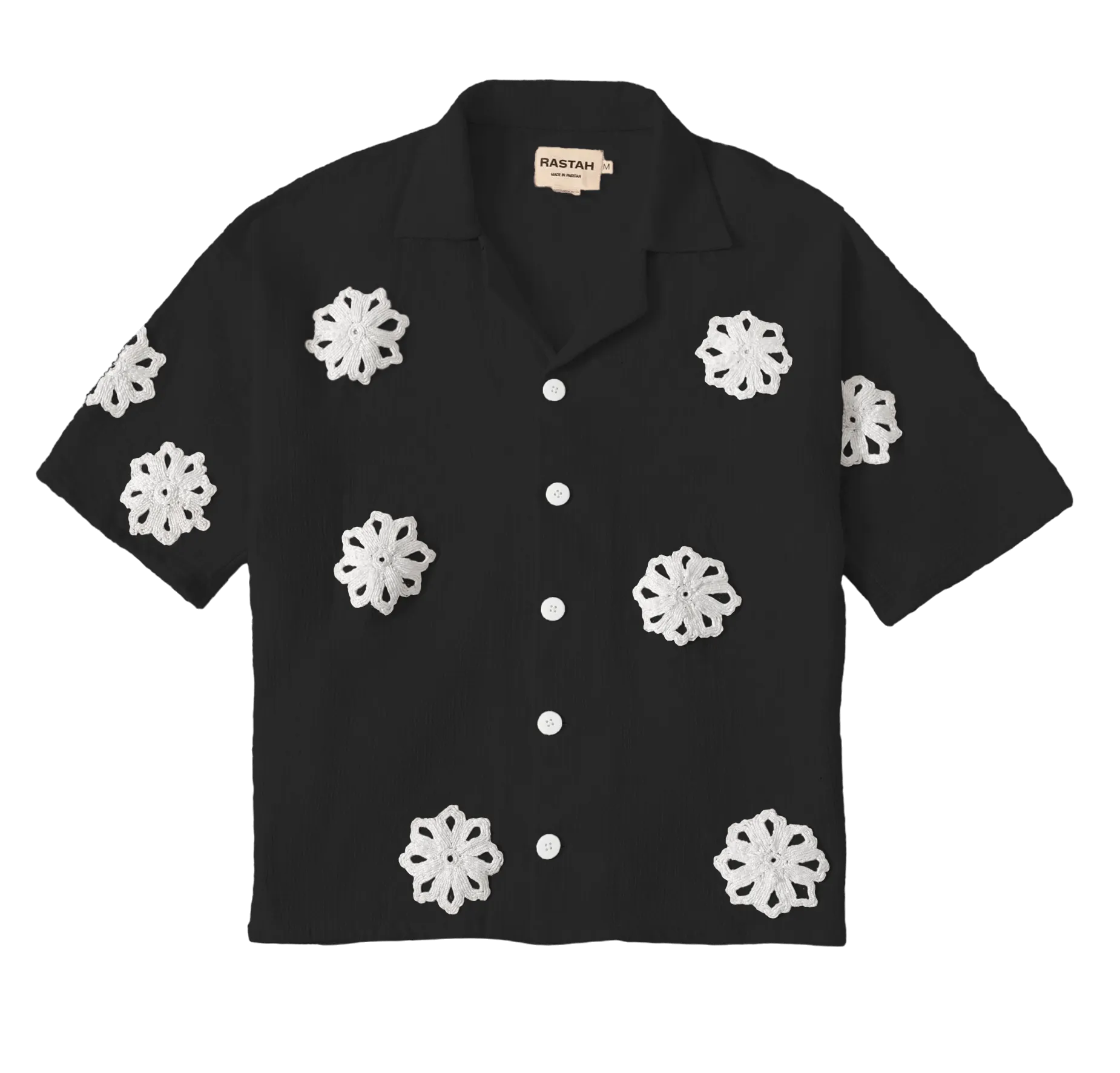 HAND EMBROIDERED BLACK BUTTON DOWN