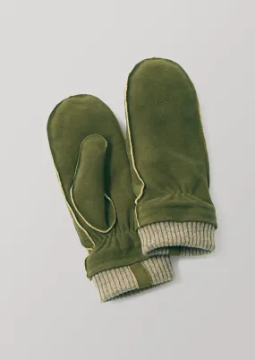 Hestra Raw Edge Chamois Mittens | Green