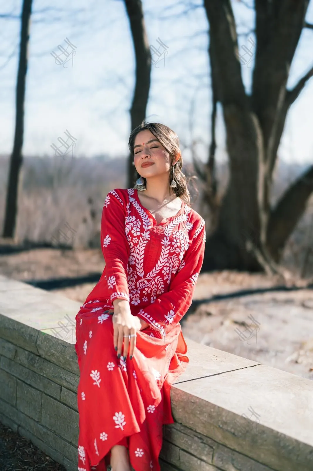 Himani in Fizaa Chikankari  Long Modal Kurta Set - RED