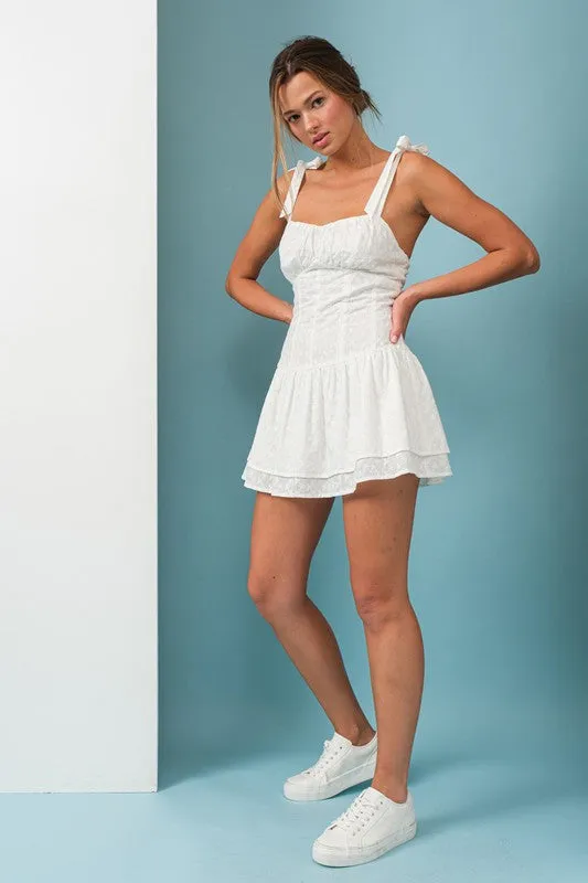 Iris Tie Shoulder Eyelet Romper