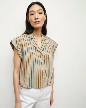 Kasa Striped Button-Down Top