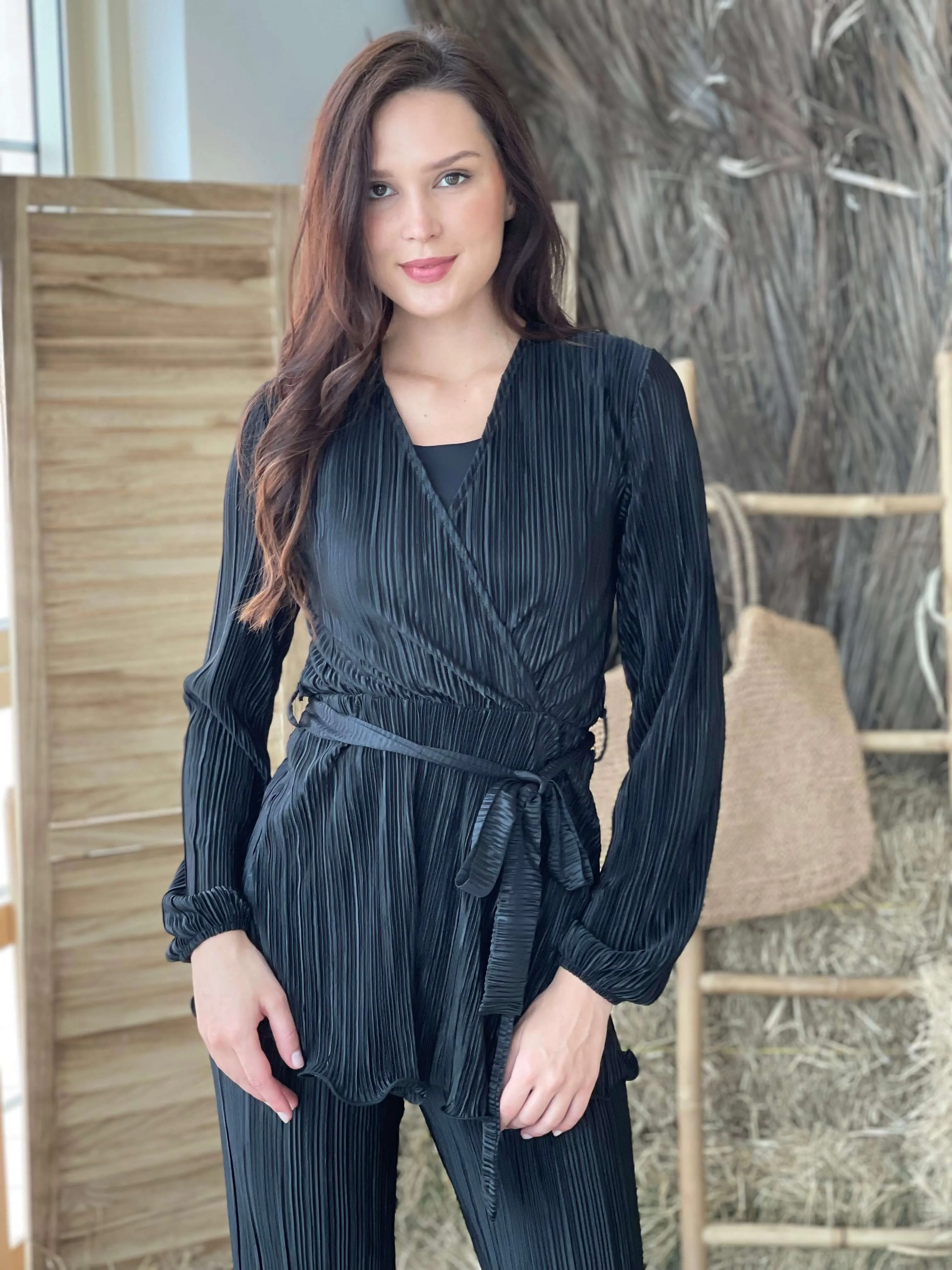 Latido Black Pleated Co-Ord Set