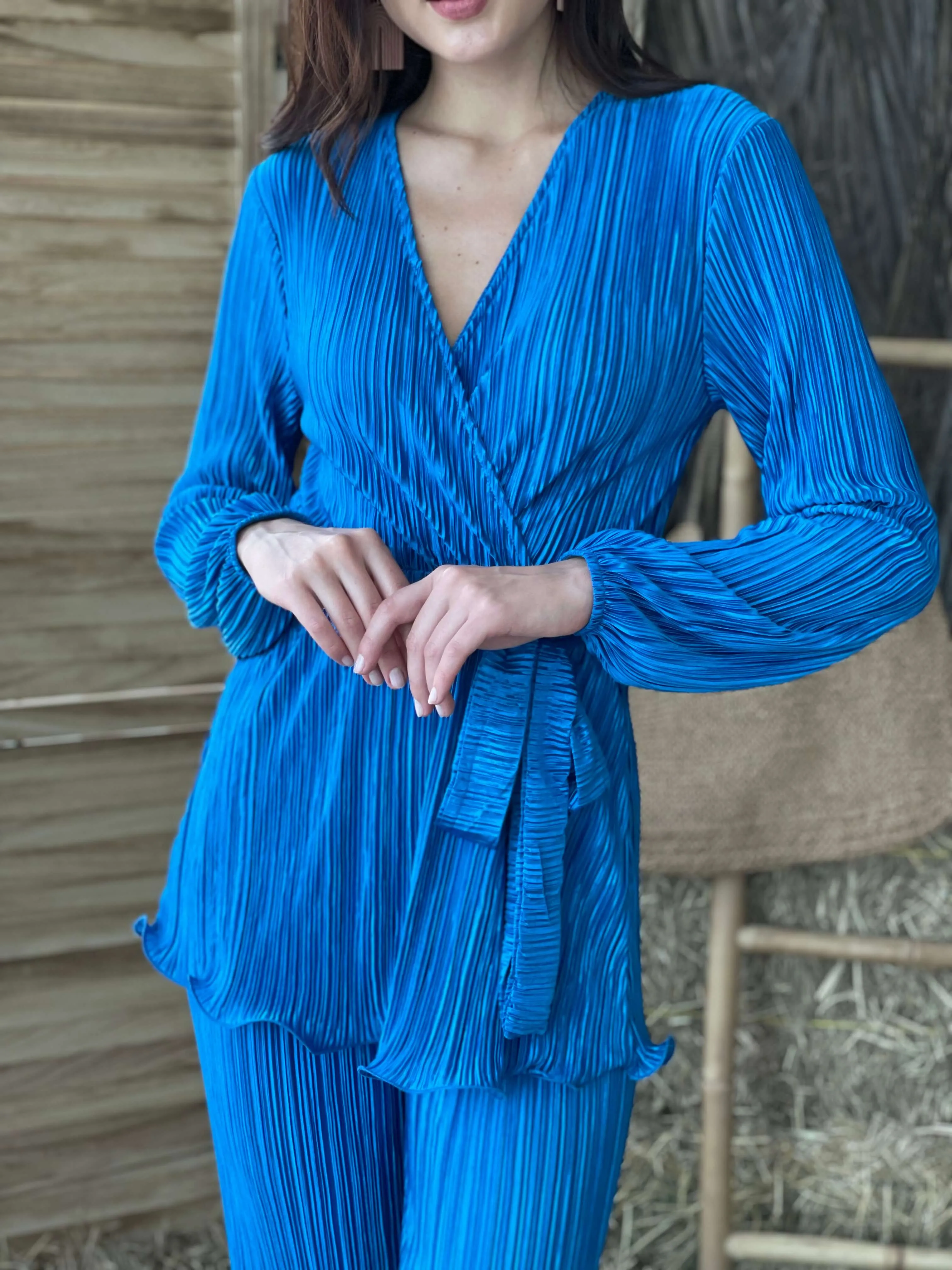 Latido Blue Pleated Co-Ord Set