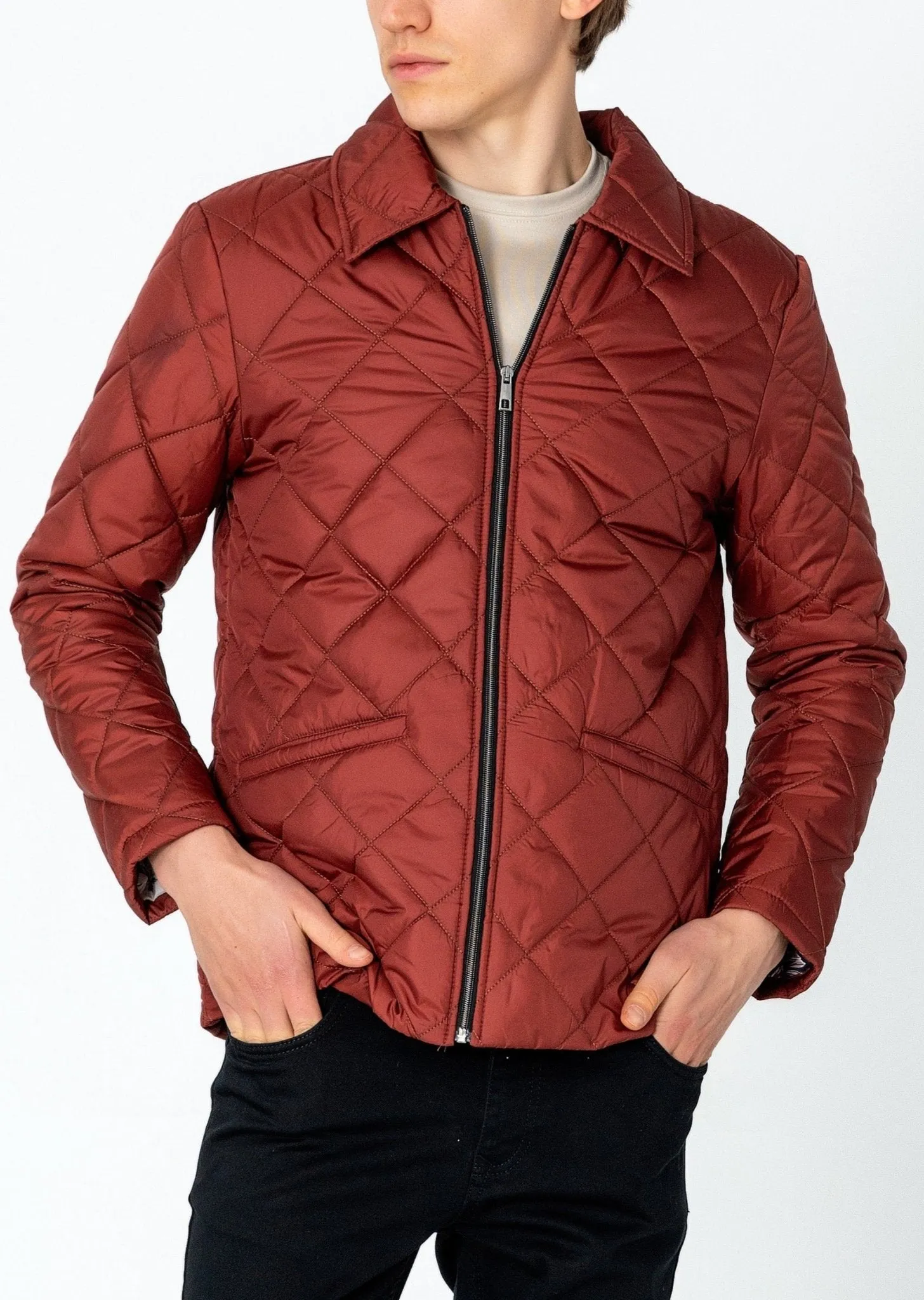 Light Padded Zipper Closure Jacket - Tile