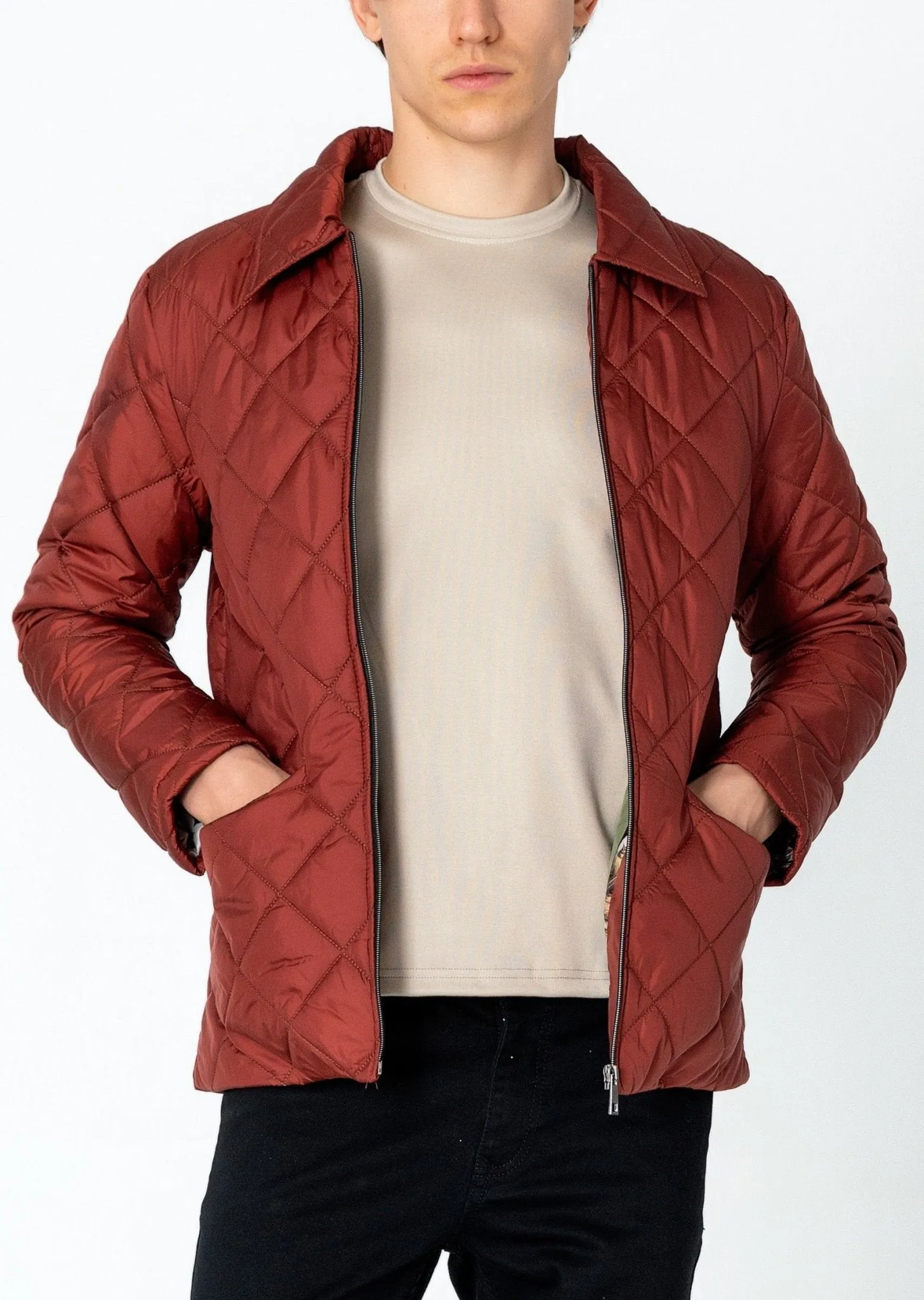 Light Padded Zipper Closure Jacket - Tile