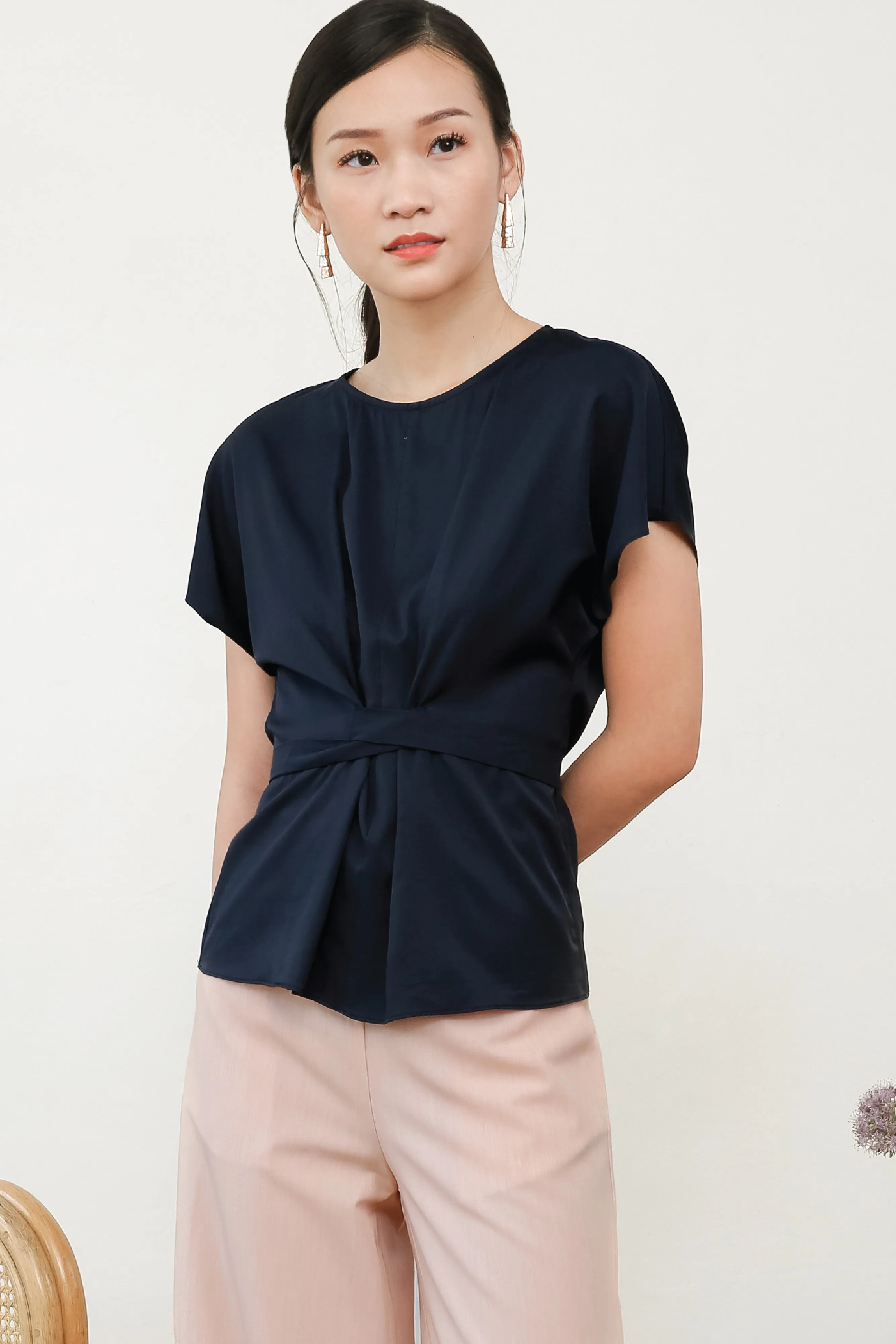 Louisa Sleeve Top in Navy Blue