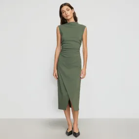 Manon Asymmetric-Neck Ruched Dress