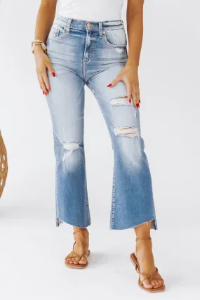 Medium Light High Rise Kick Flare Jeans