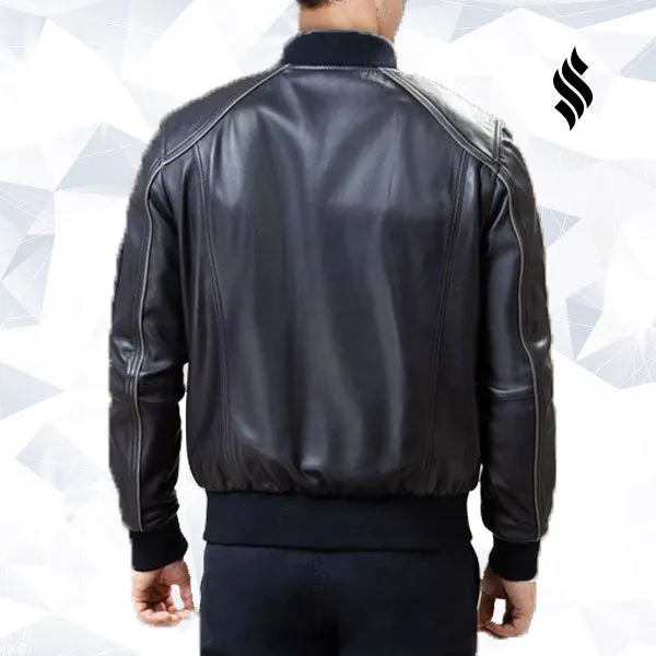 Men Black Bomber Jacket