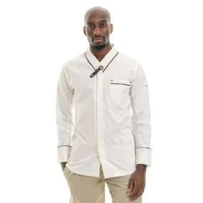 Men's Ecru Long Sleeve Bi-material Kitchen Coat - LAFONT