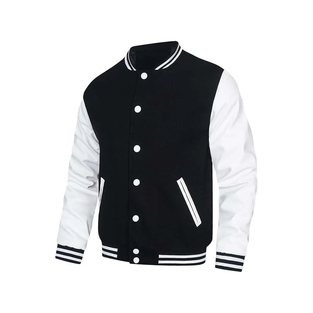 Men's Letterman College Black Varsity Jacket