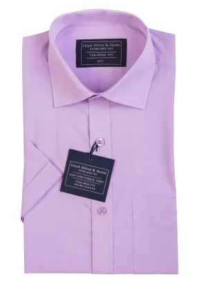 Men's Lilac Short Sleeve Tailored Fit Cotton Shirt