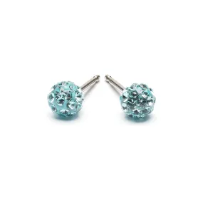 Mini Aqua Pave Earrings