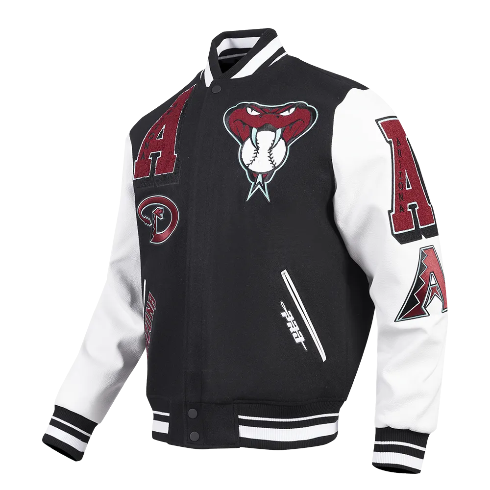 MLB ARIZONA DIAMONDBACKS MASHUP MEN'S RIB WOOL VARSITY JACKET (BLACK/WHITE)