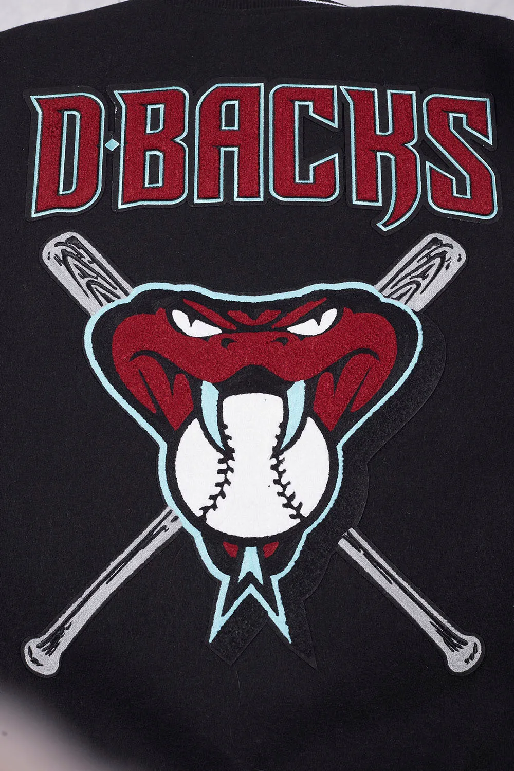 MLB ARIZONA DIAMONDBACKS MASHUP MEN'S RIB WOOL VARSITY JACKET (BLACK/WHITE)