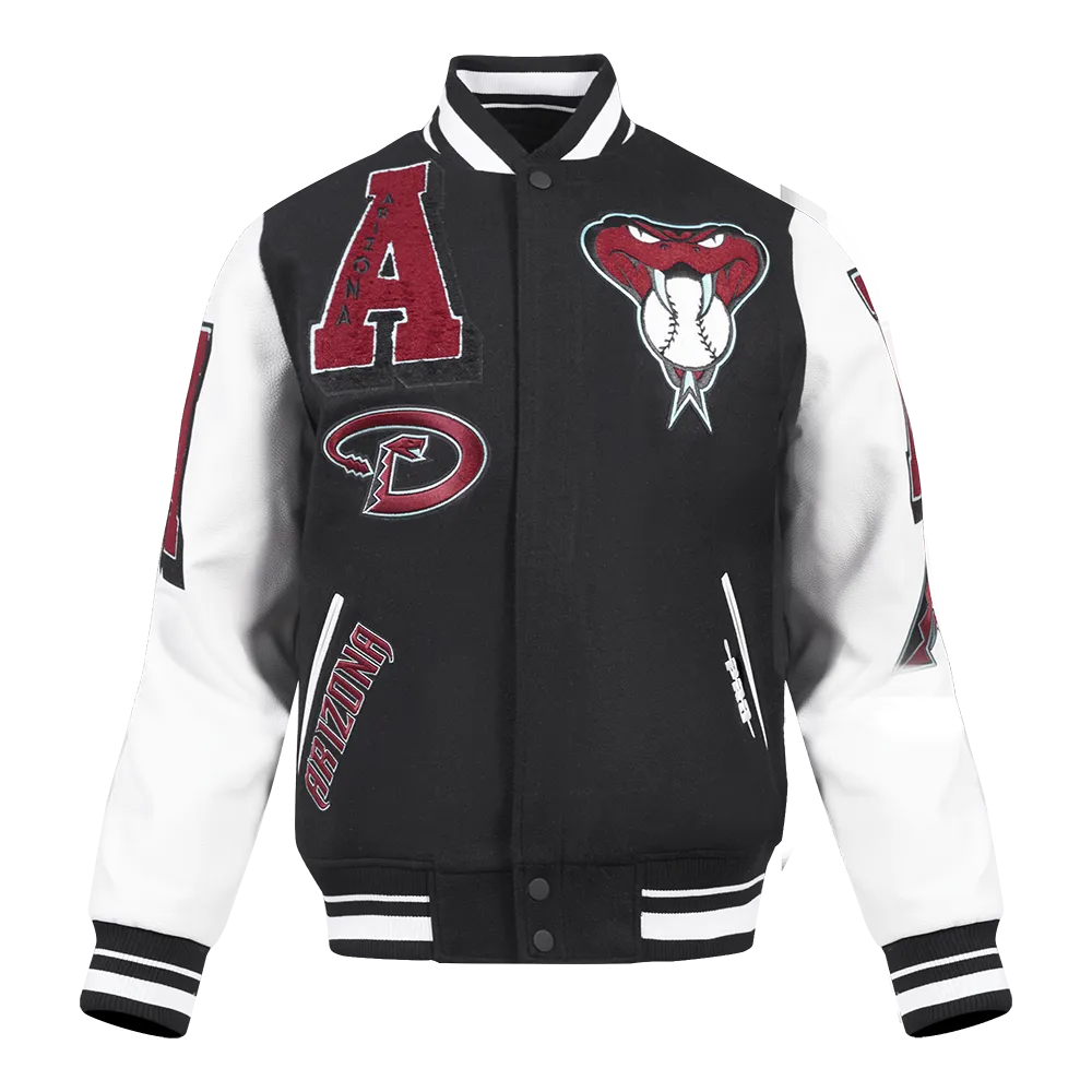 MLB ARIZONA DIAMONDBACKS MASHUP MEN'S RIB WOOL VARSITY JACKET (BLACK/WHITE)