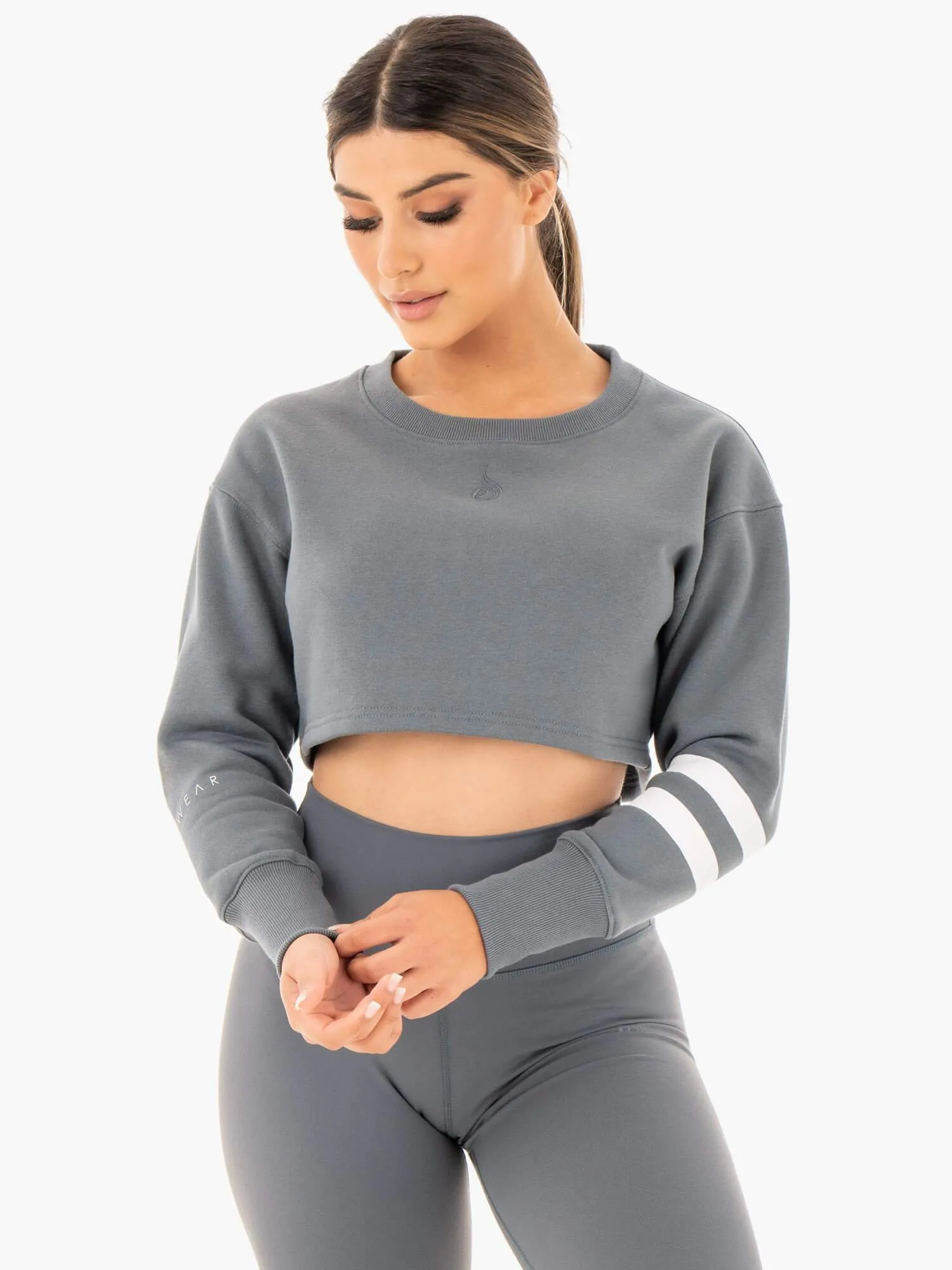 Motion Cropped Sweater - Charcoal