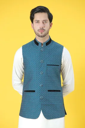 Olive Printed Waistcoat