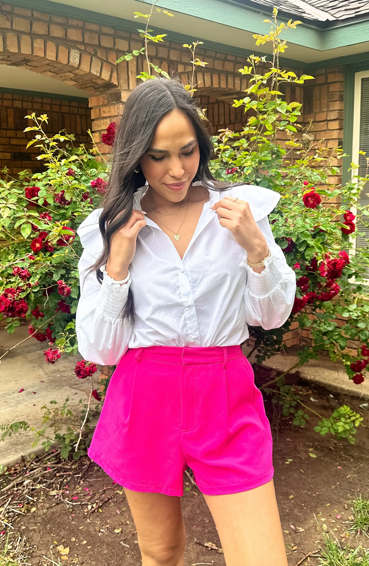 Perfectly Content White Ruffle Blouse