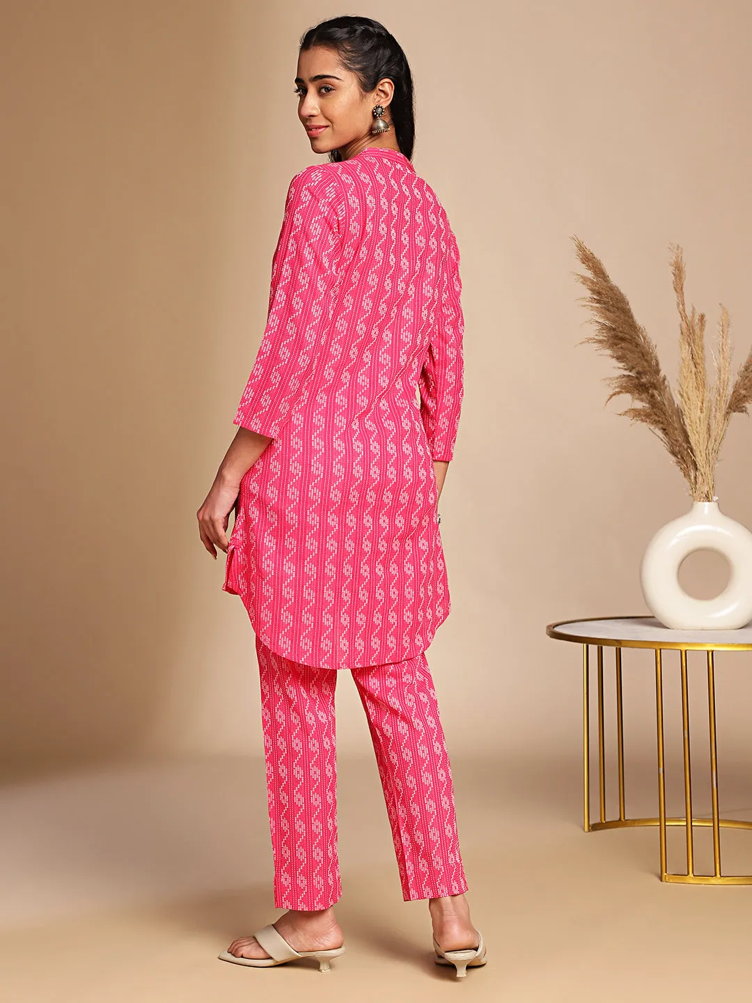 Pink Cotton Woven Design Regular Co-ord Set