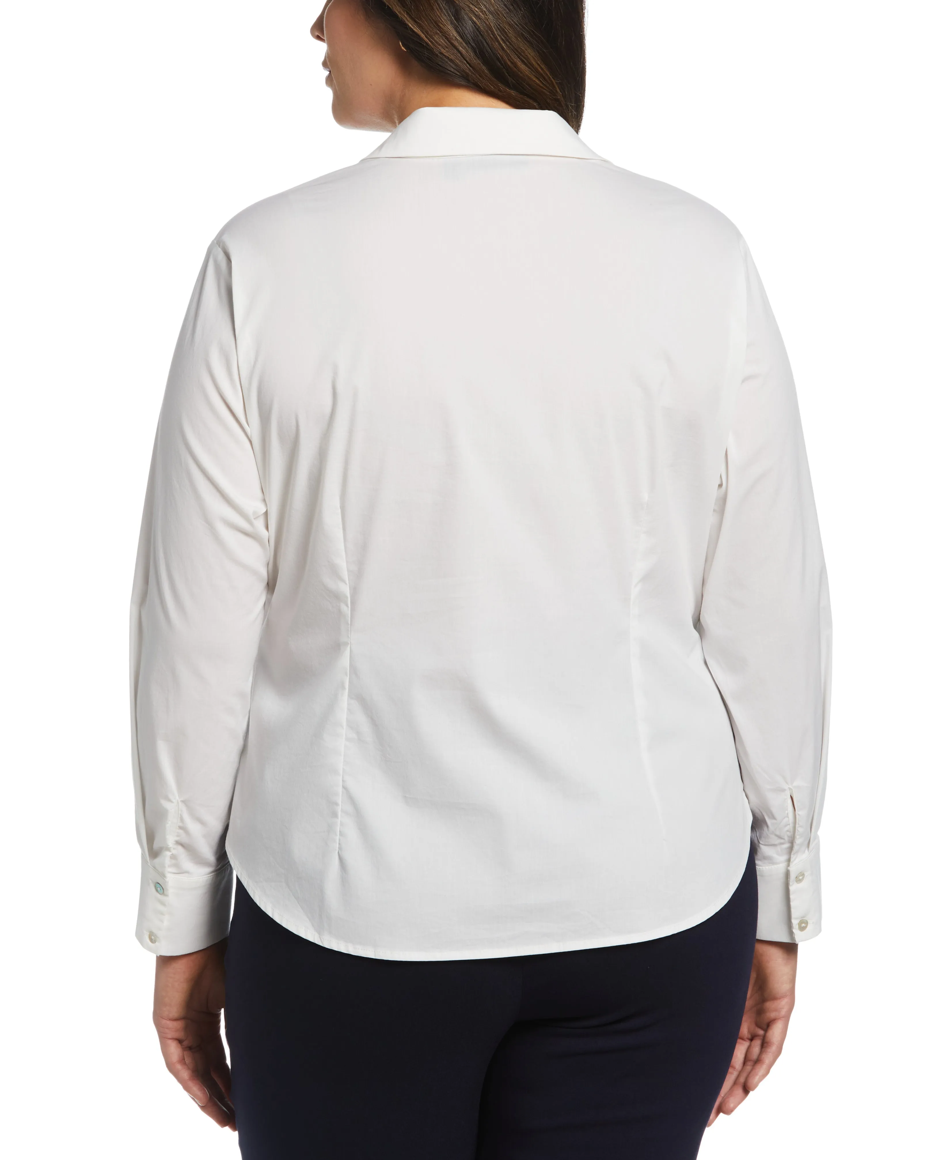 Plus Size Ruched Front Poplin Shirt