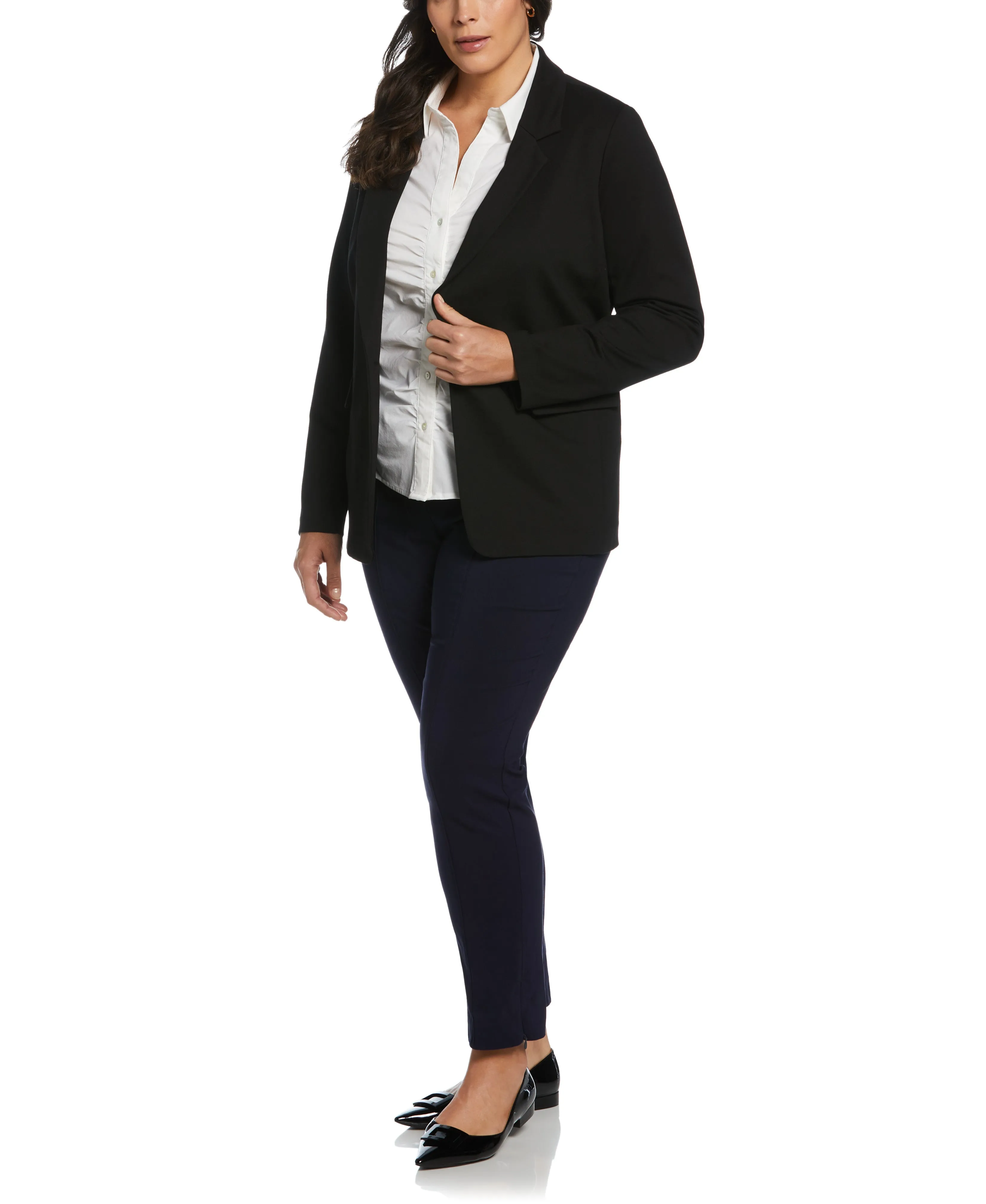 Plus Size Ruched Front Poplin Shirt