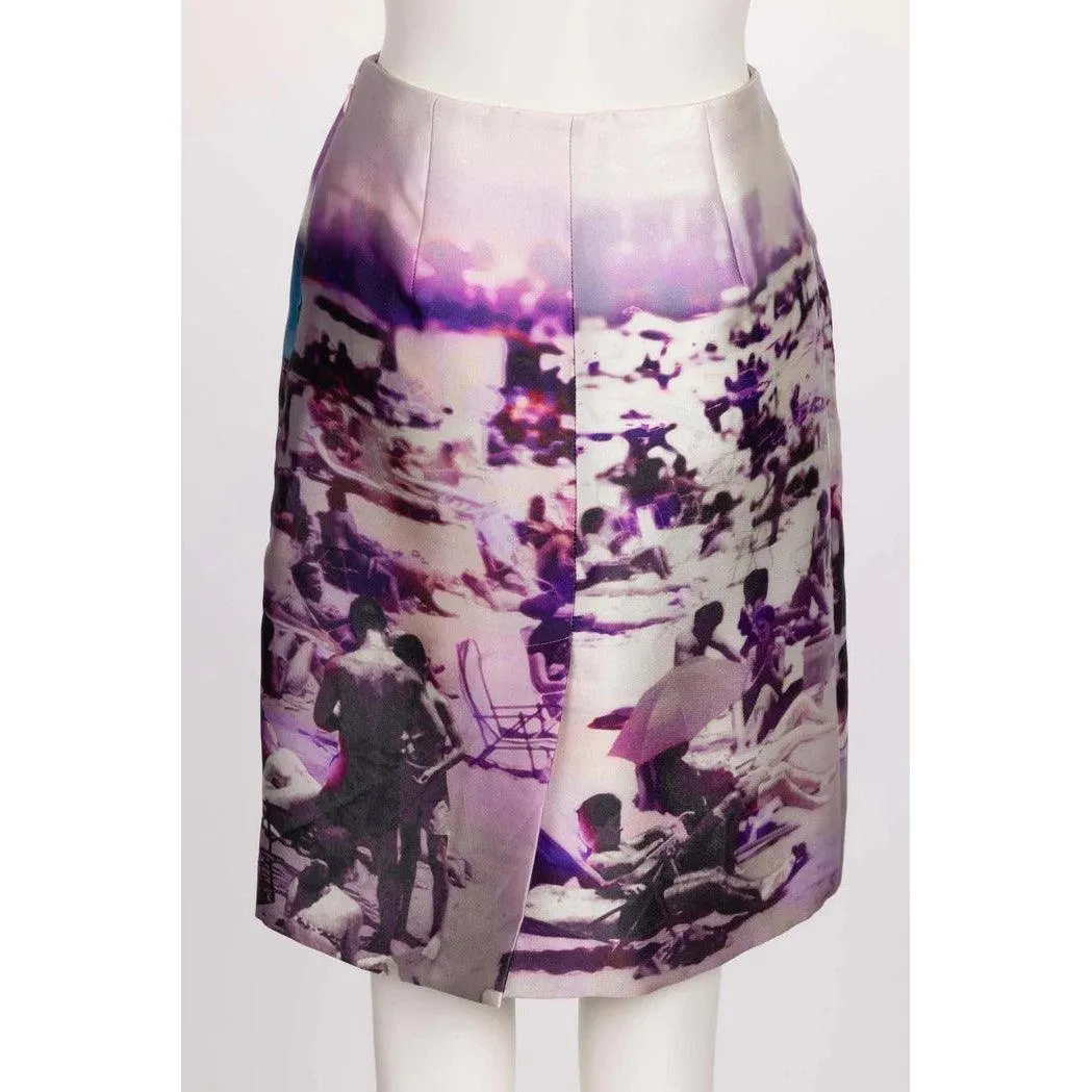 PRADA Silk Beach Scene Print Skirt Spring 2010 | 38 IT