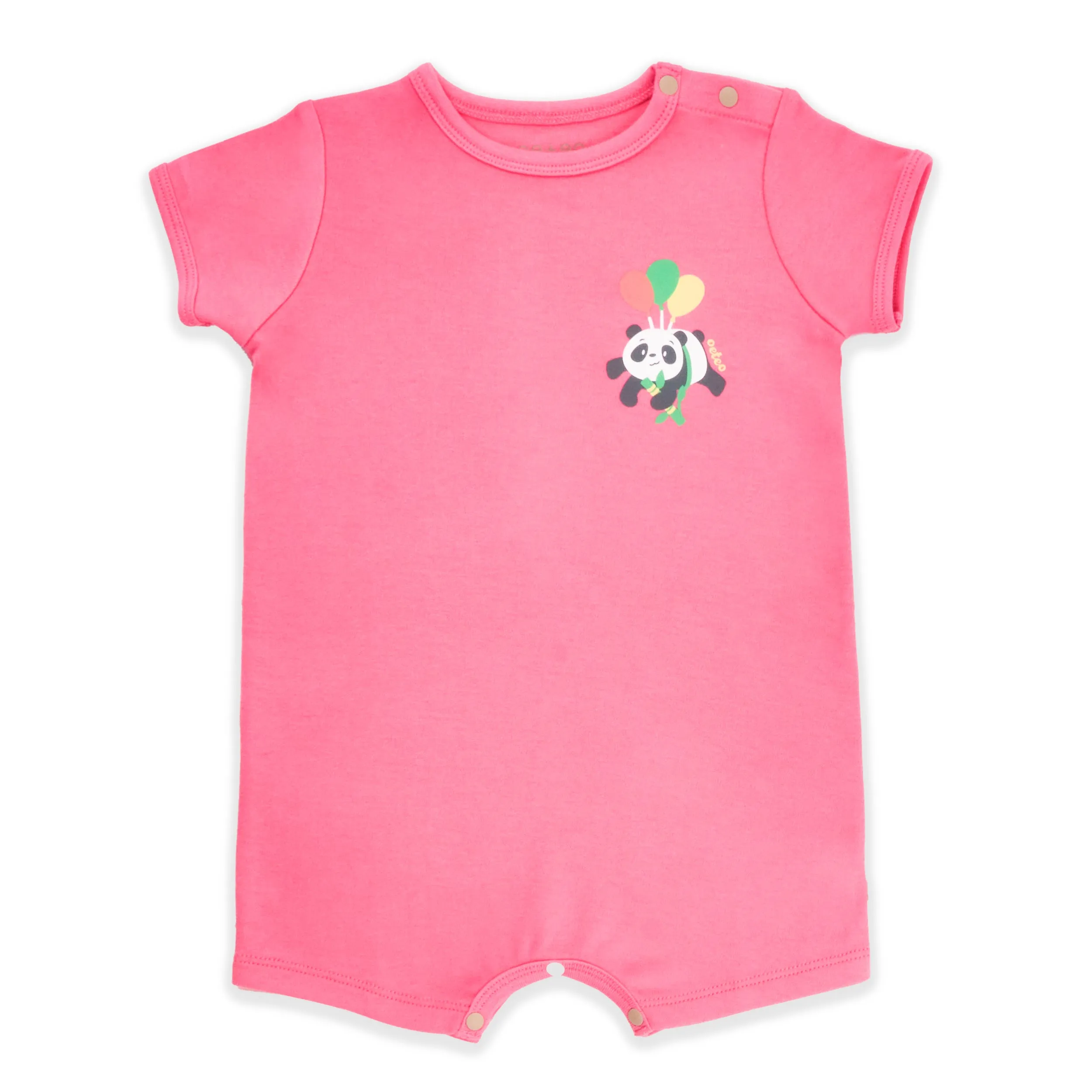 Rainbow Safari Short Sleeve Baby Romper Playsuit (Pink)