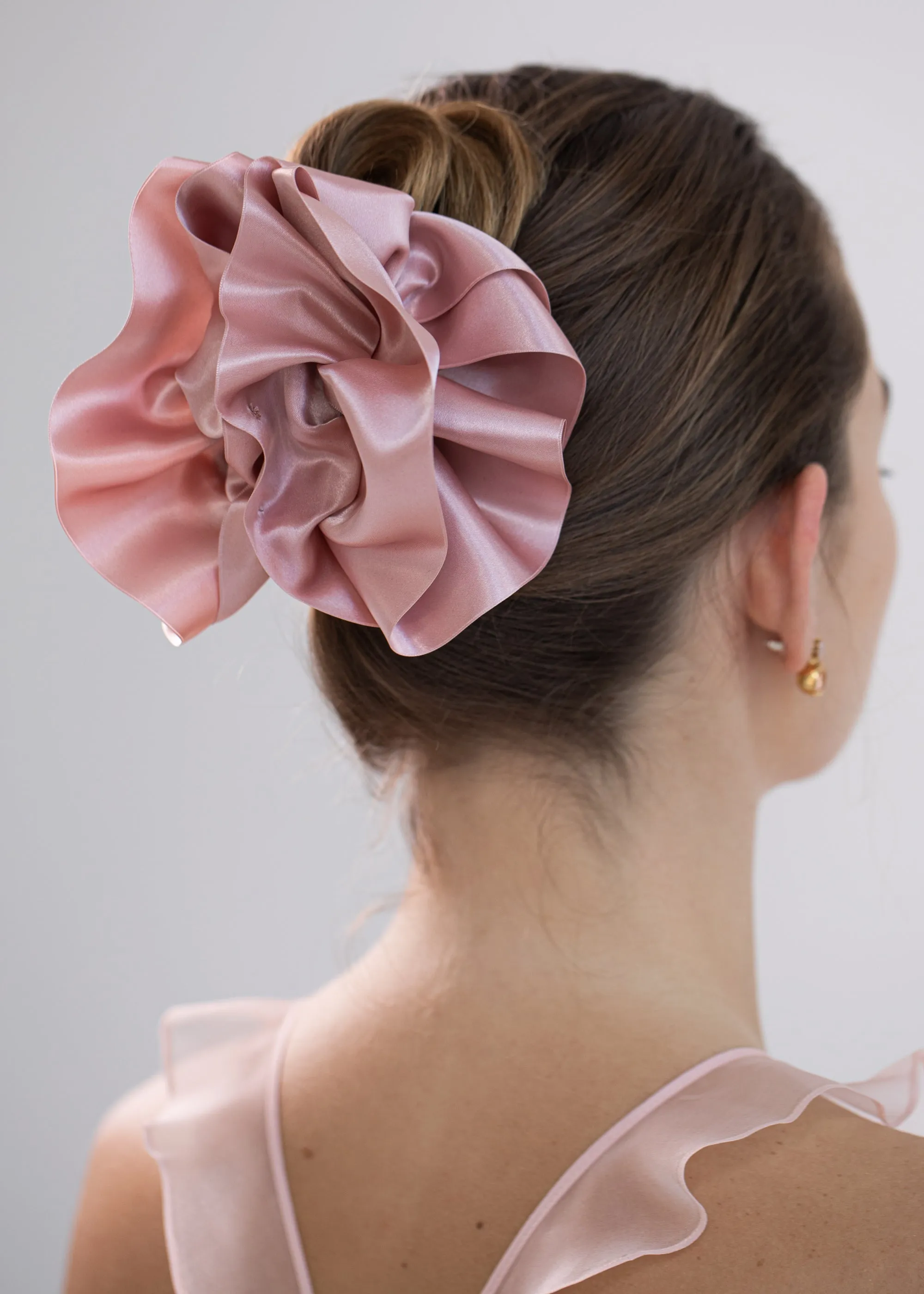 Satin Ruffle Jaw Clip -- Blush