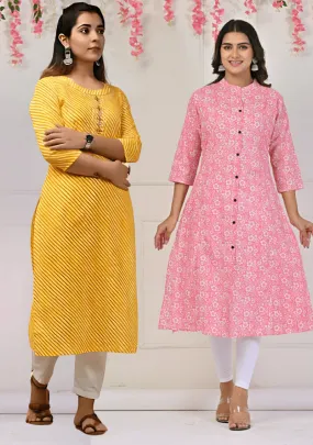 Set of 2 Printed Kurti in Ethnic Wear