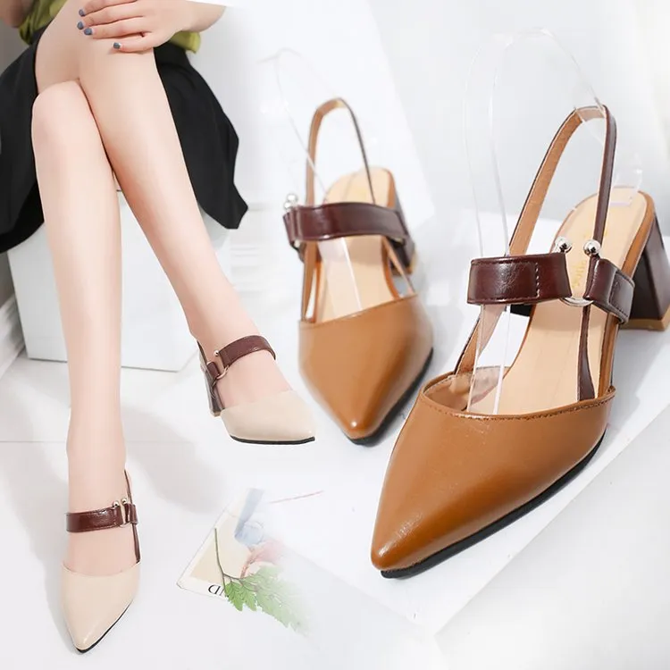 Shallow Mouth pointed Hollow Coarse Sandals High Heeled