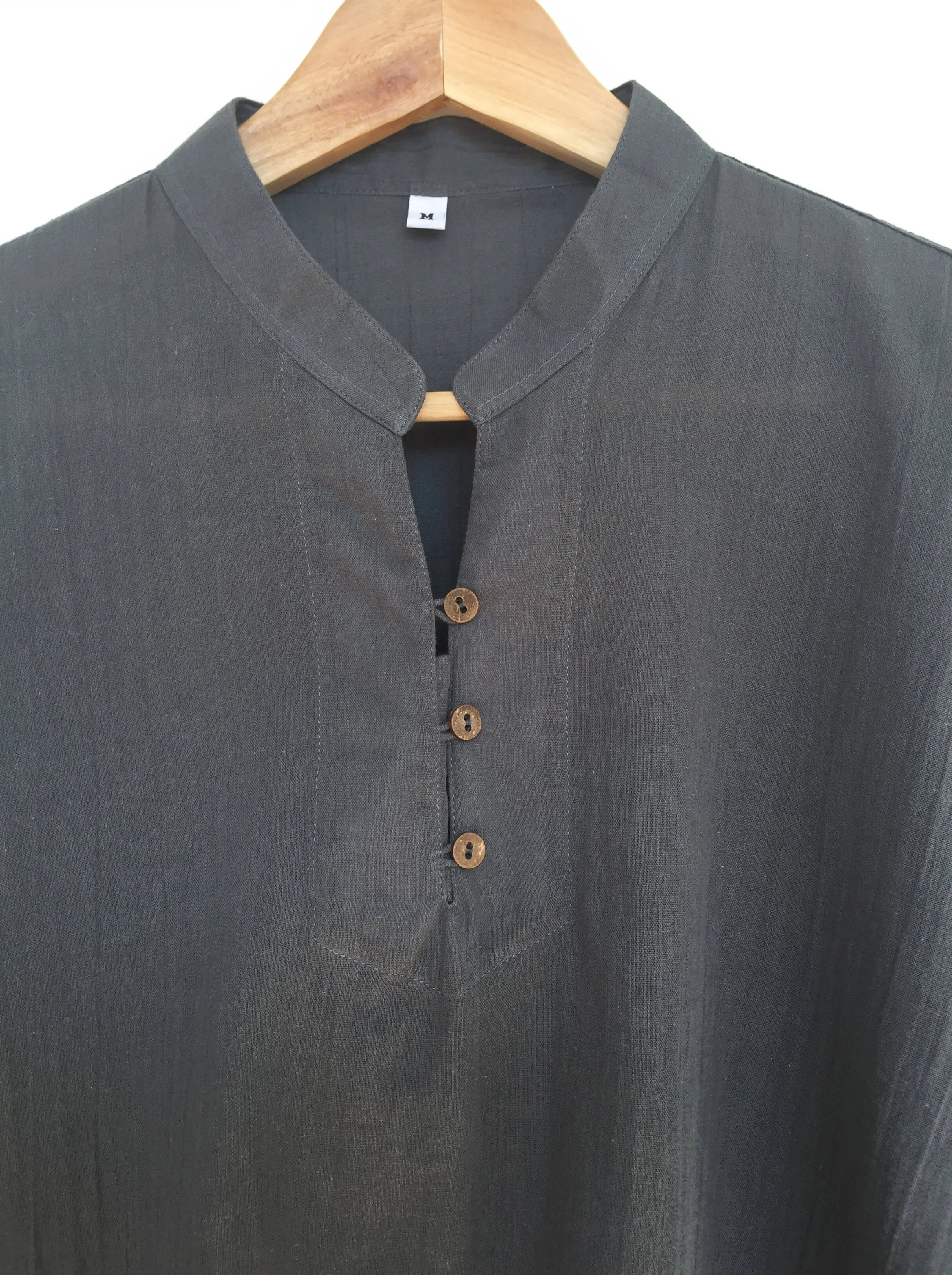 Short Kurta with Coconut Buttons Grey