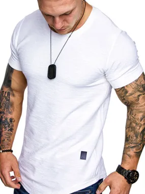 Short-sleeved T-shirt bamboo cotton solid color round neck T-shirt men's bottoming shirt