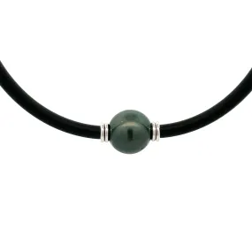 Sterling Silver Tahitian Cultured 13 -14mm Pearl Neoprene Necklace