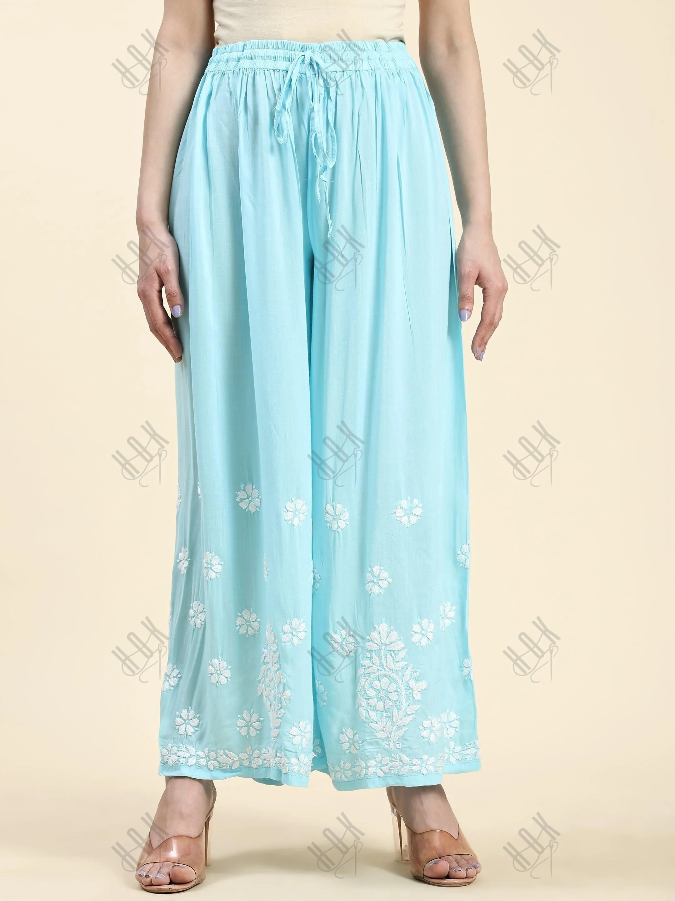 Sukhneet in Chikankari CO-ORD Set In Modal Cotton for Women In Light Blue