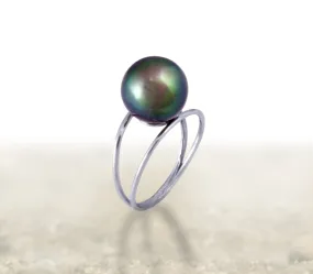 Tahitian pearl ring - 18K white gold - RGWGPE00039