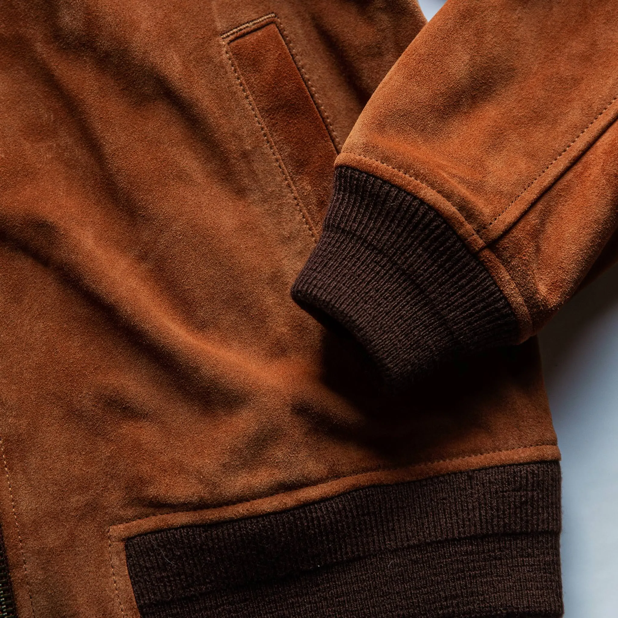 The Bomber Jacket in Whiskey Suede