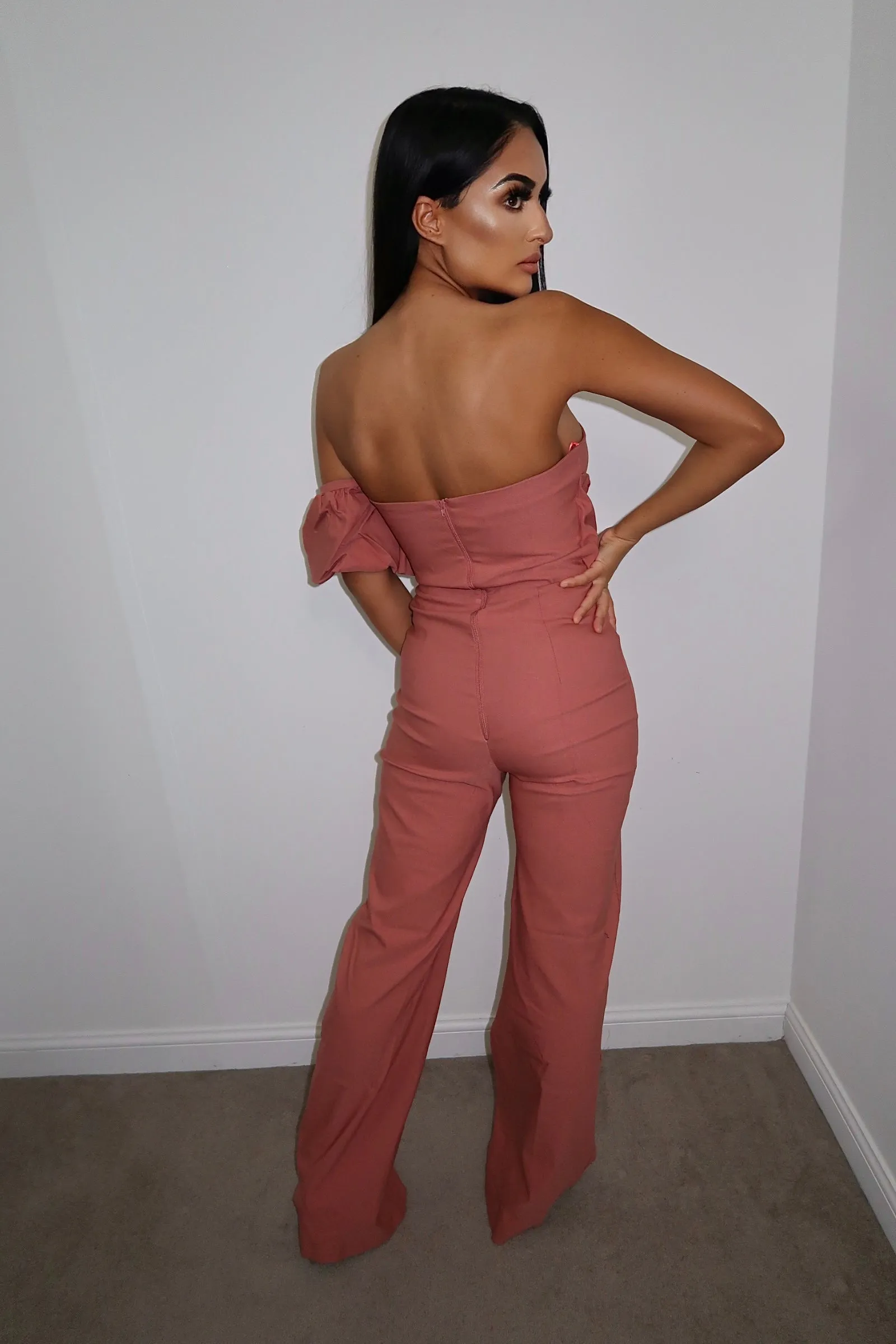 Vesper 247 Bimbola Rose Pink Frill Jumpsuit