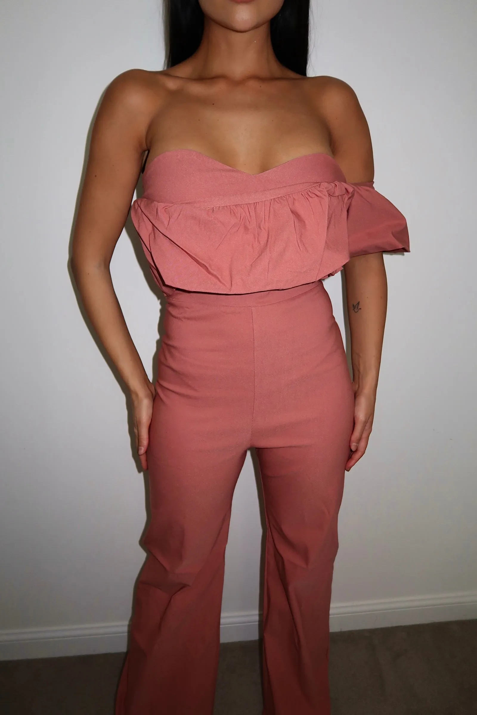 Vesper 247 Bimbola Rose Pink Frill Jumpsuit