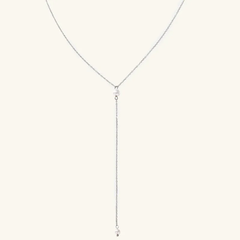 Y Chain Pearl Drop Necklace